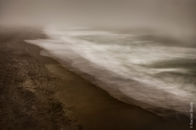 To my way of thinking, many of the places I photograph present parallels or allegories to life. In this scene, I see footprints of people past, the tumultuous and constant waves of the present, and the misty uncertainty which is always our future.